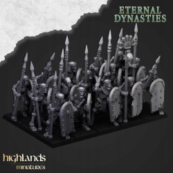 Ancient Skeletons with Spears x7 + command - Highlands Miniatures