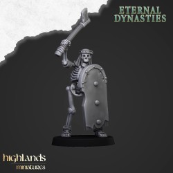 Ancient Skeletons with hand weapons x7 + command - Highlands Miniatures