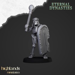 Ancient Skeletons with hand weapons x7 + command - Highlands Miniatures