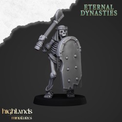 Ancient Skeletons with hand weapons x7 + command - Highlands Miniatures