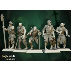 Zombie Warriors x 5 - Bigusson - Druk 3d - Highlands Miniatures
