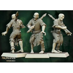 Zombie Warriors x 5 - Bigusson - Druk 3d - Highlands Miniatures
