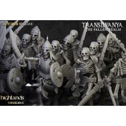Skeleton Warriors with Swords Unit x7 + cmd - Bigusson-Highlands Miniatures