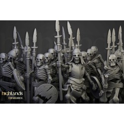 Skeleton Warriors Unit x7 + command - Bigusson - Highlands Miniatures