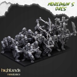 Cave Orcs with hand weapons x7 +cmd - Bigusson - Highlands Miniatures