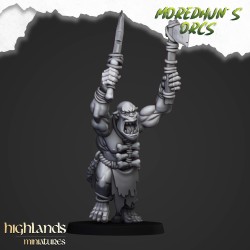 Cave Orcs with hand weapons x7 +cmd - Bigusson - Highlands Miniatures