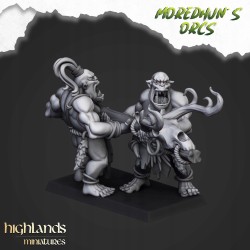 Cave Orcs with hand weapons x7 +cmd - Bigusson - Highlands Miniatures
