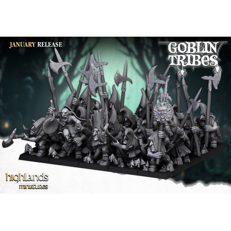 Swamp Goblin with Pikes x7 +cmd - Bigusson - Druk 3d - Highlands Miniatures