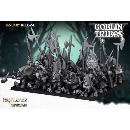 Swamp Goblin with Pikes x7 +cmd - Bigusson - Druk 3d - Highlands Miniatures