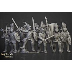 Sunland Knights on Foot x7 + command - Bigusson - Highlands Miniatures