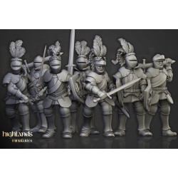 Sunland Knights on Foot x7 + command - Bigusson - Highlands Miniatures