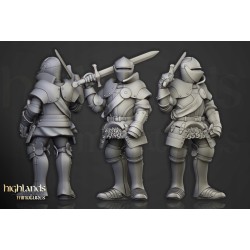 Sunland Knights on Foot x7 + command - Bigusson - Highlands Miniatures
