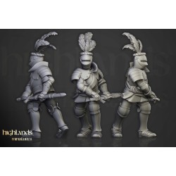 Sunland Knights on Foot x7 + command - Bigusson - Highlands Miniatures