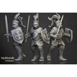 Sunland Knights on Foot x7 + command - Bigusson - Highlands Miniatures