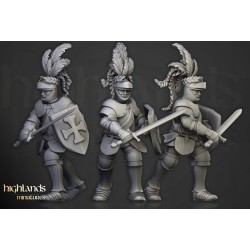 Sunland Knights on Foot x7 + command - Bigusson - Highlands Miniatures