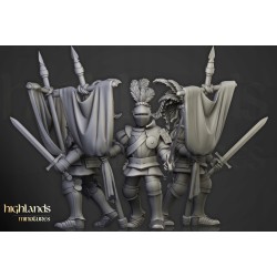 Sunland Knights on Foot x7 + command - Bigusson - Highlands Miniatures