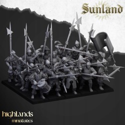 Sunland Troops with Halberds x7 + command - Bigusson - Highlands Miniatures