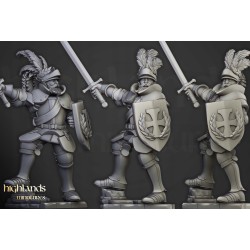 Sunland Knights on Foot x7 + command - Bigusson - Highlands Miniatures