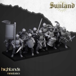 Sunland Troops with swords x7 + command - Bigusson - Highlands Miniatures