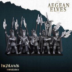 Mycenaean Guard x7 + command group - Bigusson - Highlands Miniatures