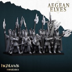 Mycenaean Guard x7 + command group - Bigusson - Highlands Miniatures