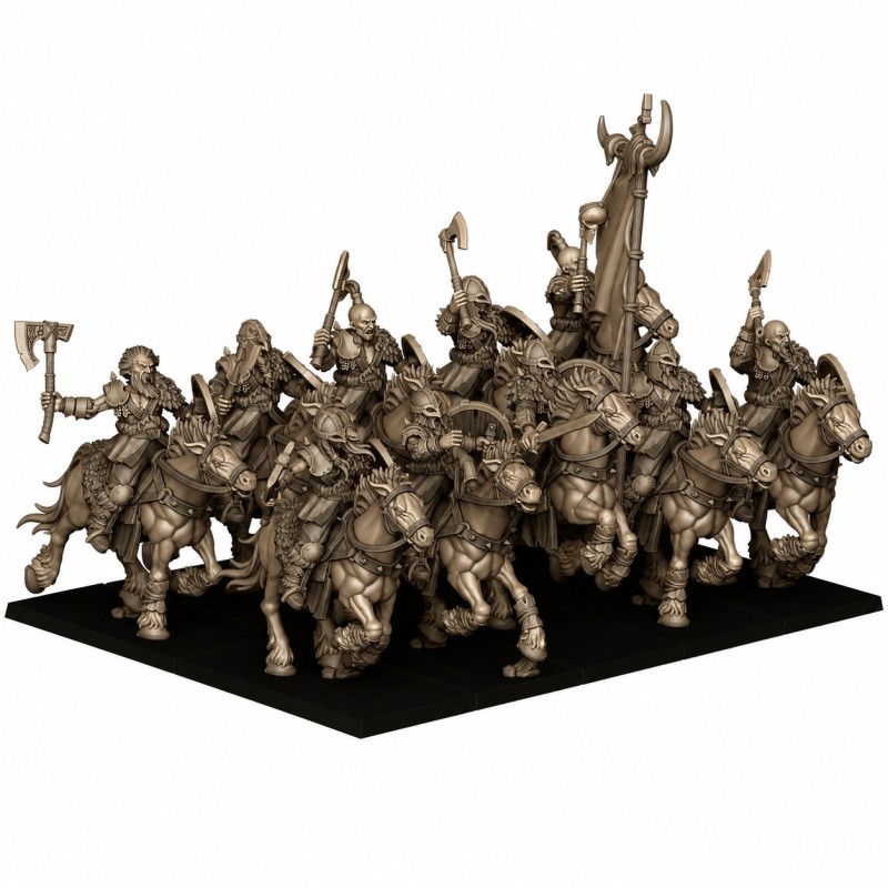 Mounted Norse Raiders with hand weapons and shields x5