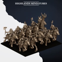 Mounted Norse Raiders with hand weapons and shields x5