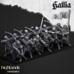 Gallia Archers x 7 + cmd - druk 3d - Bigusson - Highlands Miniatures