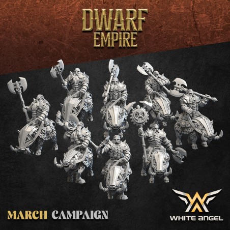Dwarf Boar Warrior x 7 + cmd - Bigusson - Druk 3D - White Angels