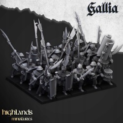 Gallia Men at Arms x 7 + cmd - druk 3d - Bigusson - Highlands Miniatures