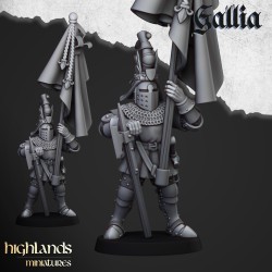 Knights of Gallia on Foot x 7 + cmd - druk 3d - Highlands Miniatures