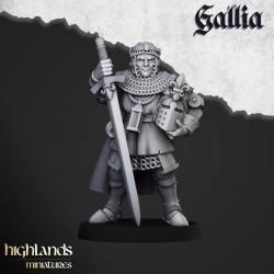 Knights of Gallia on Foot x 7 + cmd - druk 3d - Highlands Miniatures