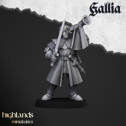 Knights of Gallia on Foot x 7 + cmd - druk 3d - Highlands Miniatures
