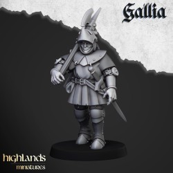 Knights of Gallia on Foot x 7 + cmd - druk 3d - Highlands Miniatures