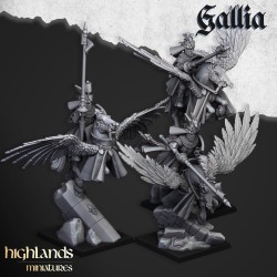 Gallia Knights on Pegasus x3 - Bigusson - Highlands Miniatures