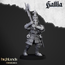 Knights of Gallia on Foot x 7 + cmd - druk 3d - Highlands Miniatures