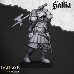 Knights of Gallia on Foot x 7 + cmd - druk 3d - Highlands Miniatures