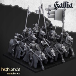 Young Knights of Gallia x6 command included -Bigusson- Highlands Miniatures