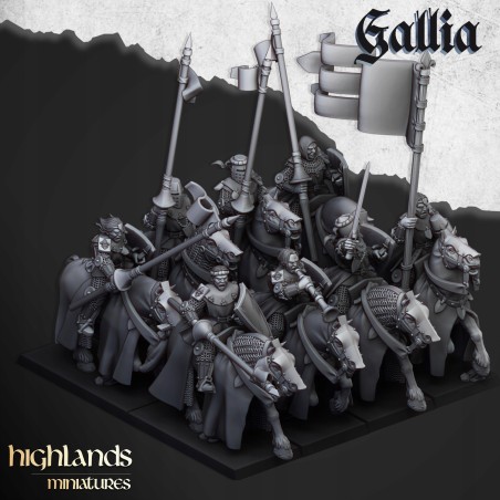 Young Knights of Gallia x6 command included -Bigusson- Highlands Miniatures