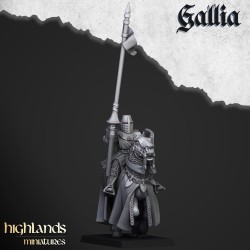 Young Knights of Gallia x6 command included -Bigusson- Highlands Miniatures
