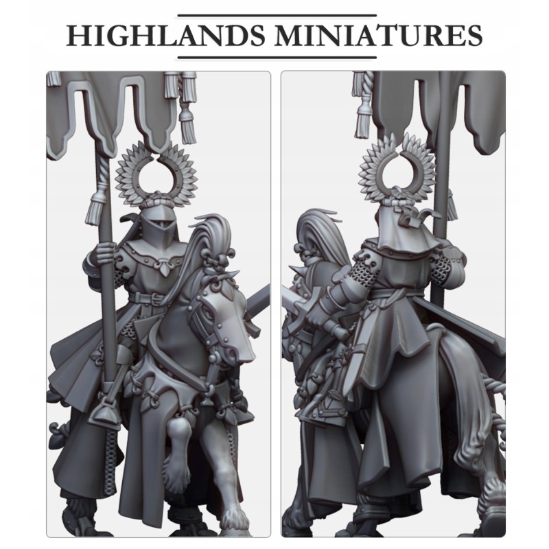 Gallia Battle Standard Bearer on horse - Bigusson - Highlands Miniatures