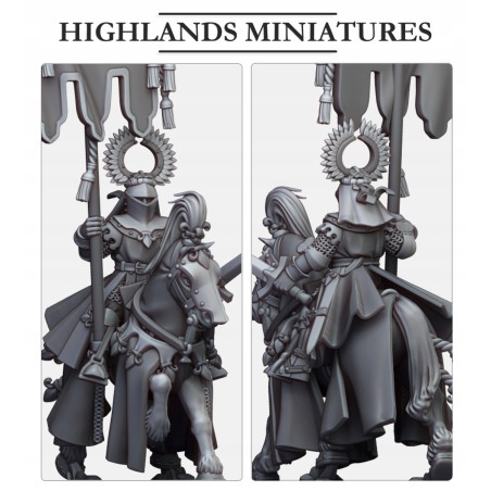Gallia Battle Standard Bearer on horse - Bigusson - Highlands Miniatures