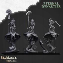 Mounted Ancient Guard on Great Snakes x 3 - Druk 3d - Highlands Miniatures