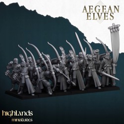 Aegean Elves Archers 7 + command - Bigusson - Highlands Miniatures