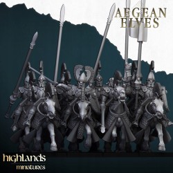 Aegean Elves Mounted Lances x5 - Bigusson - Druk 3D - Highlands Miniatures