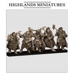 Mergenheim Knights on Foot x7 +cmd - Druk 3d - Highlands Miniatures