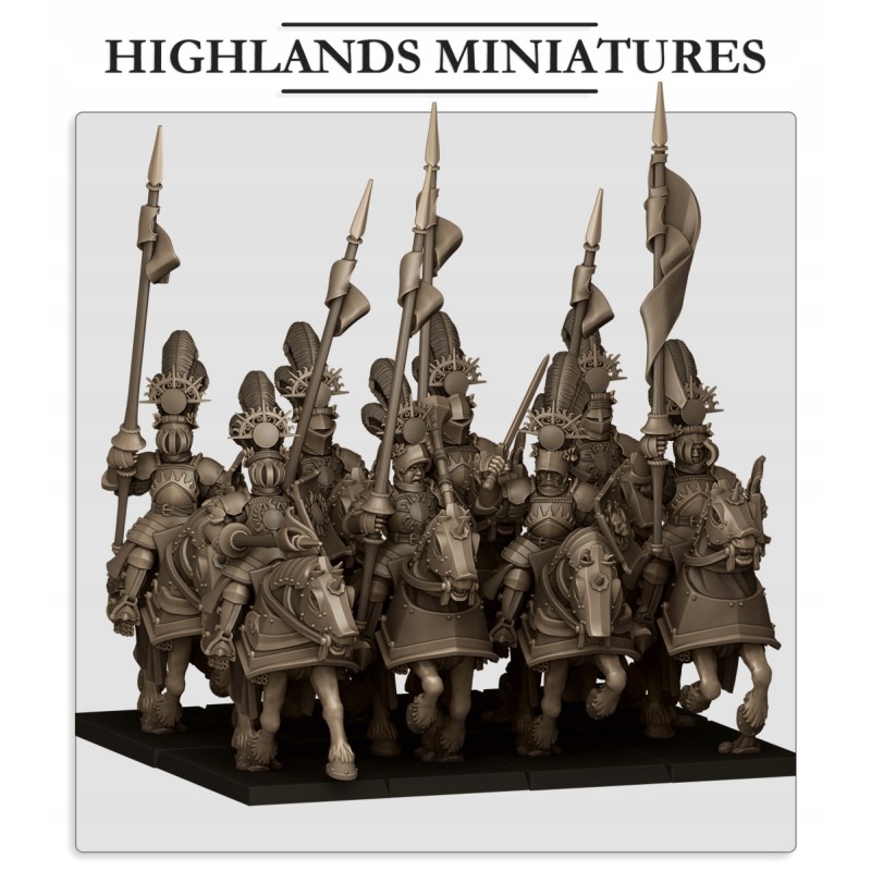 Sunland Golden Flames Knights x 7 + 3 cmd - druk 3d - Highlands Miniatures Sunland Golden Flames Knights x 7 + 3 cmd - druk 3d - Highlands Miniatures
