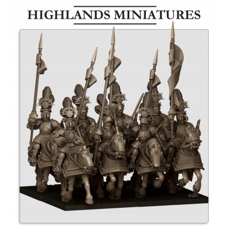 Sunland Golden Flames Knights x 7 + 3 cmd - druk 3d - Highlands Miniatures