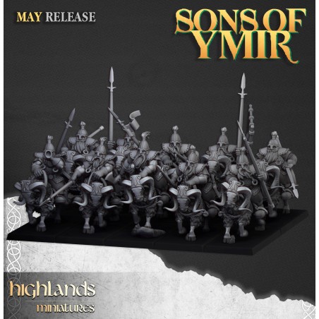 Mounted Dwarfs x7 + 3 cmd - Bigusson - Druk 3d - Highlands Miniatures