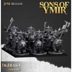 Heavy Dwarf Cavalry x7 + 3 cmd - Bigusson - Druk 3d - Highlands Miniatures